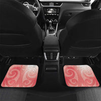 New Zealand Fantail Car Mats Maori Koru With Pohutukawa Flowers LT05 Set 2pcs - Back Red - Polynesian Pride