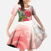 New Zealand Fantail Family Matching Mermaid Dress and Hawaiian Shirt Maori Koru With Pohutukawa Flowers
