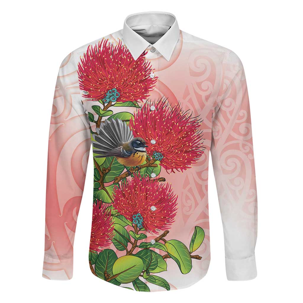 New Zealand Fantail Family Matching Mermaid Dress and Hawaiian Shirt Maori Koru With Pohutukawa Flowers