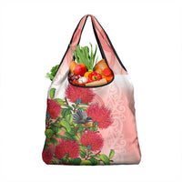 New Zealand Fantail Grocery Bag Maori Koru With Pohutukawa Flowers LT05 1-pack One Size Red - Polynesian Pride