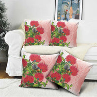 New Zealand Fantail Pillow Cover Maori Koru With Pohutukawa Flowers LT05 - Polynesian Pride