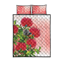 New Zealand Fantail Quilt Bed Set Maori Koru With Pohutukawa Flowers LT05 - Polynesian Pride