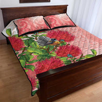 New Zealand Fantail Quilt Bed Set Maori Koru With Pohutukawa Flowers LT05 - Polynesian Pride