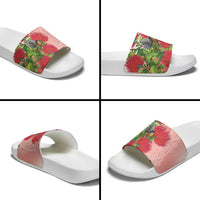 New Zealand Fantail Slide Sandals Maori Koru With Pohutukawa Flowers LT05 - Polynesian Pride