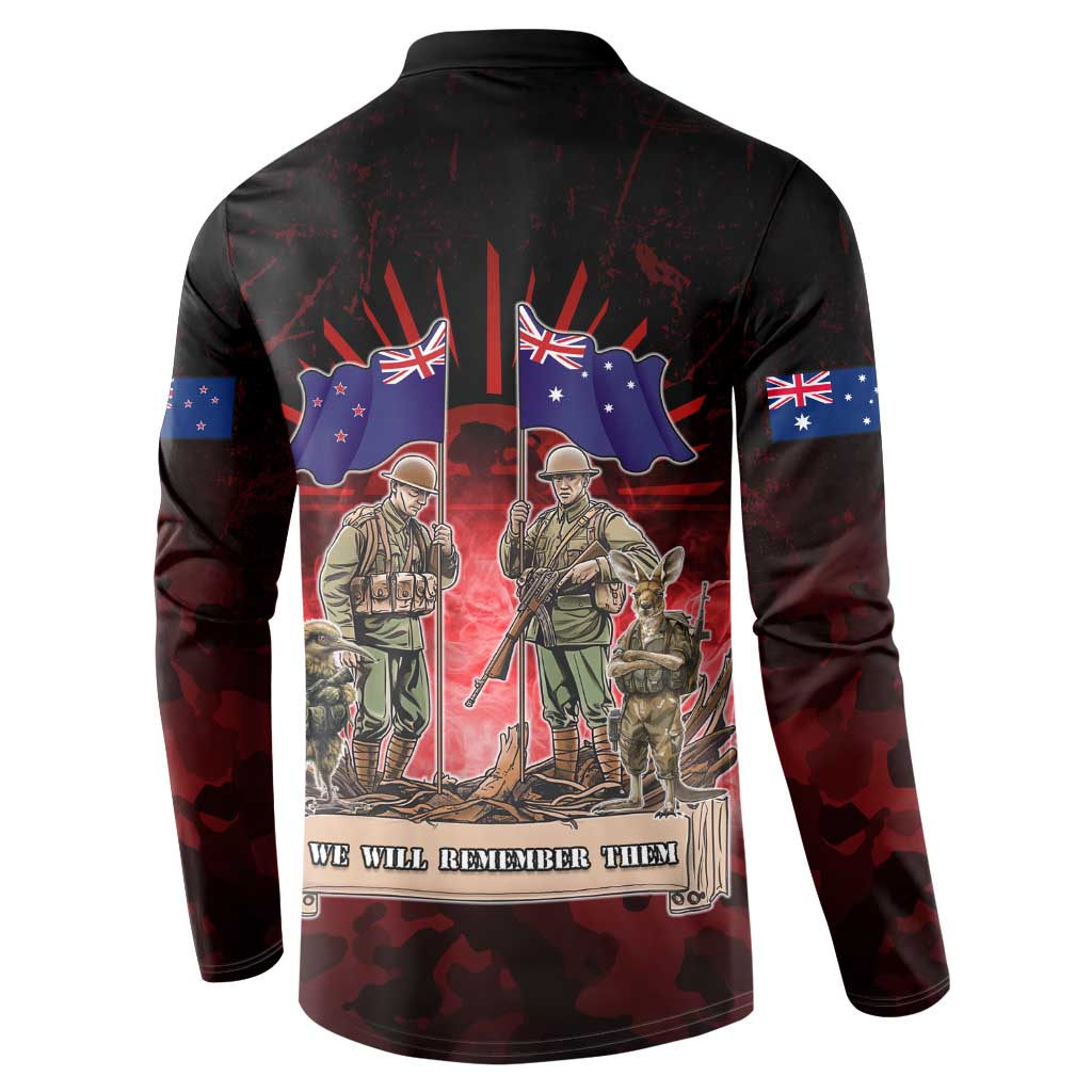 Australia And New Zealand ANZAC Day Button Sweatshirt Soldiers Lest We Forget LT05 - Polynesian Pride