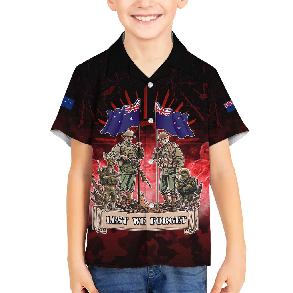 Australia And New Zealand ANZAC Day Family Matching Long Sleeve Bodycon Dress and Hawaiian Shirt Soldiers Lest We Forget