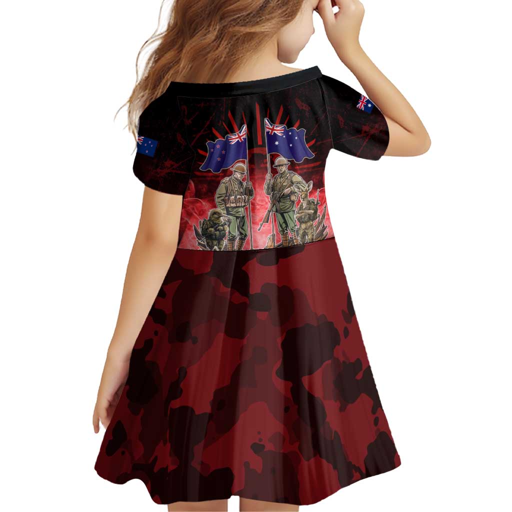 Australia And New Zealand ANZAC Day Family Matching Off Shoulder Short Dress and Hawaiian Shirt Soldiers Lest We Forget