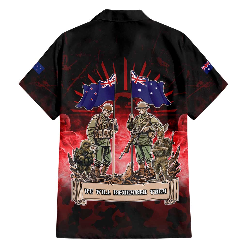 Australia And New Zealand ANZAC Day Family Matching Short Sleeve Bodycon Dress and Hawaiian Shirt Soldiers Lest We Forget