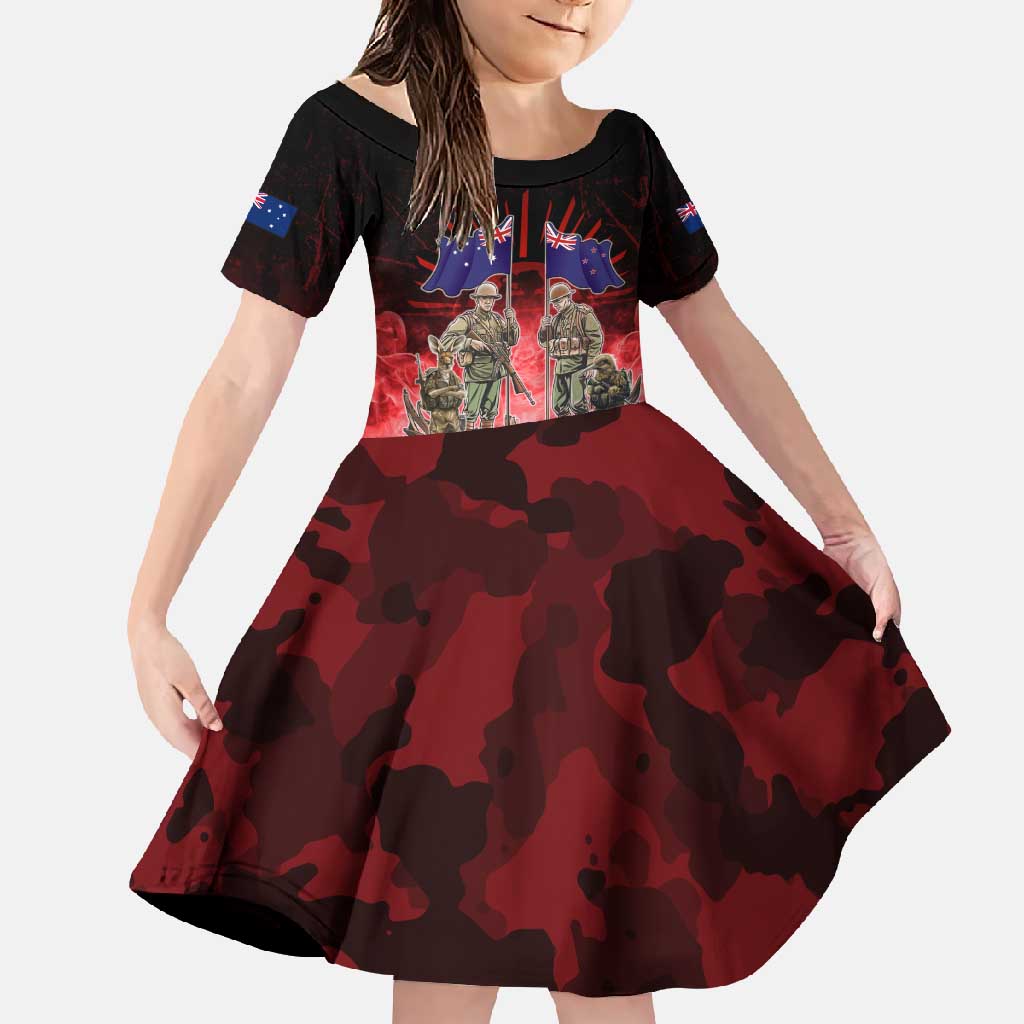 Australia And New Zealand ANZAC Day Family Matching Summer Maxi Dress and Hawaiian Shirt Soldiers Lest We Forget