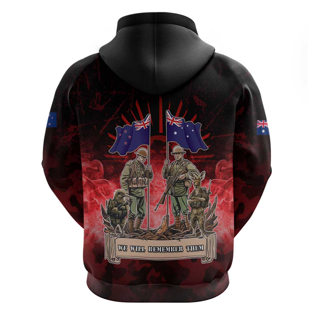 Australia And New Zealand ANZAC Day Hoodie Soldiers Lest We Forget LT05