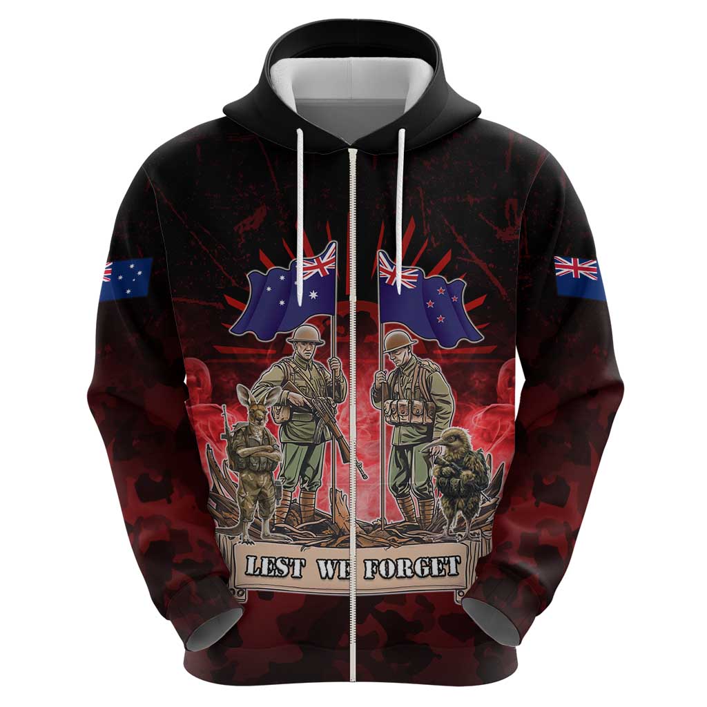 Australia And New Zealand ANZAC Day Hoodie Soldiers Lest We Forget LT05