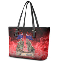 Australia And New Zealand ANZAC Day Leather Tote Bag Soldiers Lest We Forget