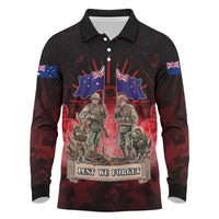 Australia And New Zealand ANZAC Day Long Sleeve Polo Shirt Soldiers Lest We Forget LT05 Red - Polynesian Pride