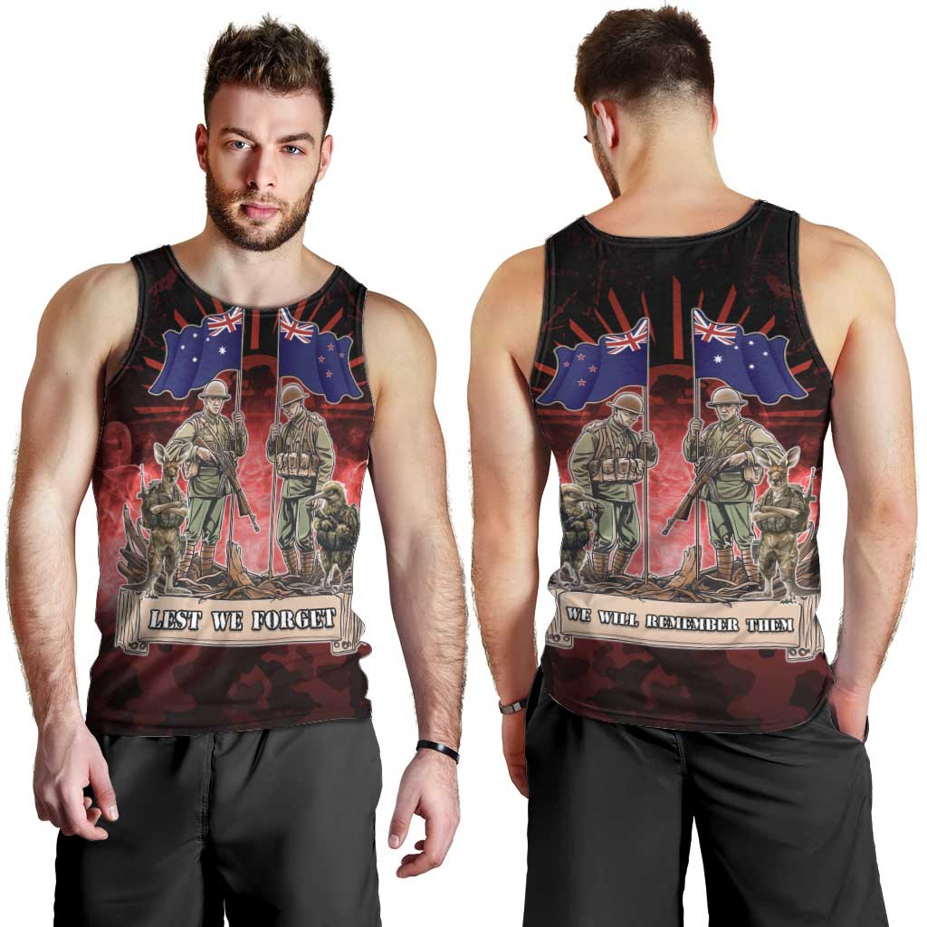 Australia And New Zealand ANZAC Day Men Tank Top Soldiers Lest We Forget