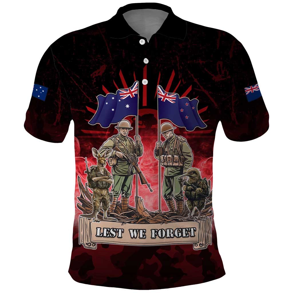 Australia and New Zealand ANZAC Day Polo Shirt - Soldiers Lest We Forget LT05