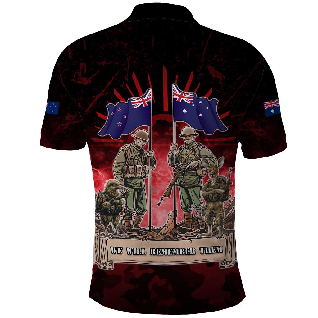 Australia and New Zealand ANZAC Day Polo Shirt - Soldiers Lest We Forget LT05