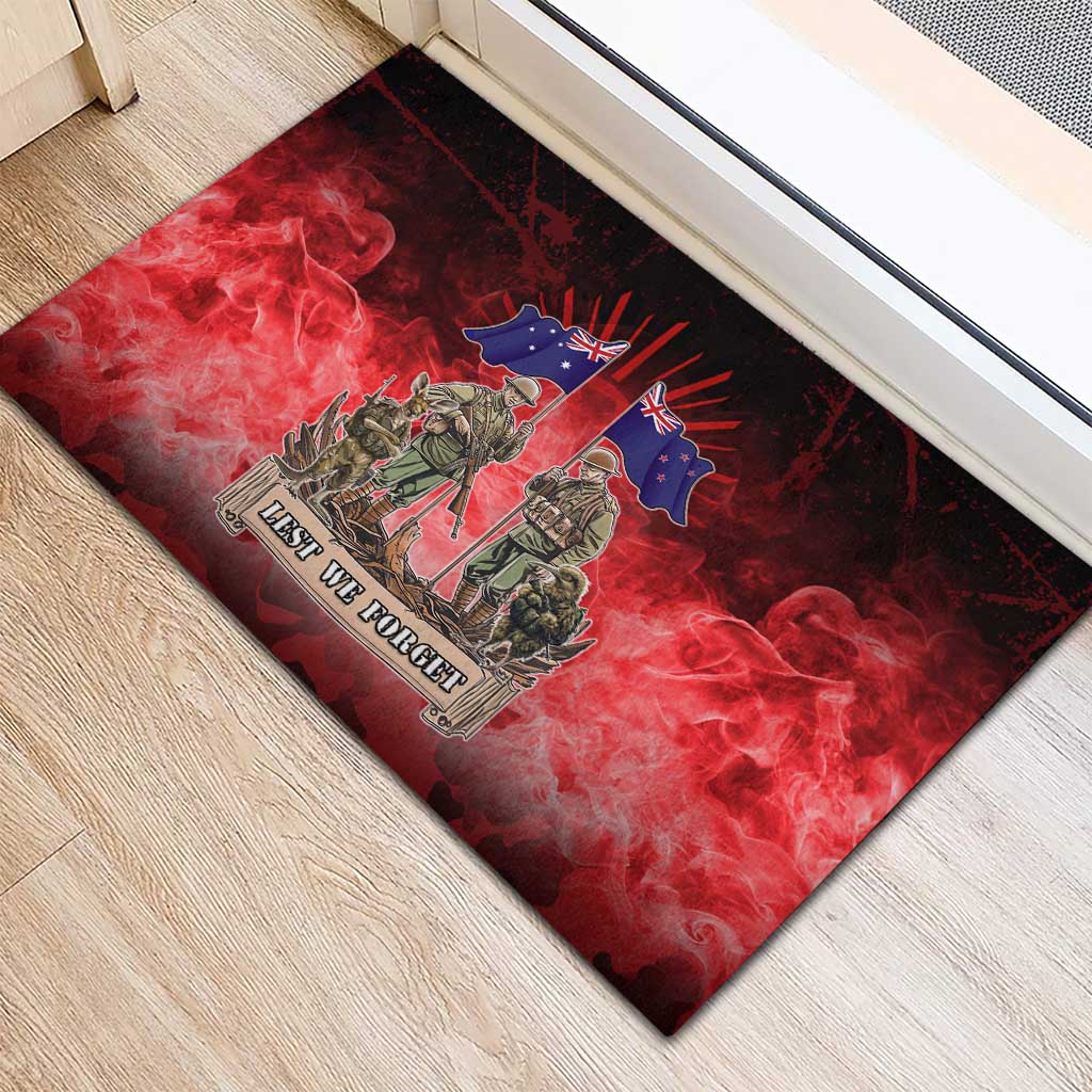 Australia And New Zealand ANZAC Day Rubber Doormat Soldiers Lest We Forget LT05 - Polynesian Pride