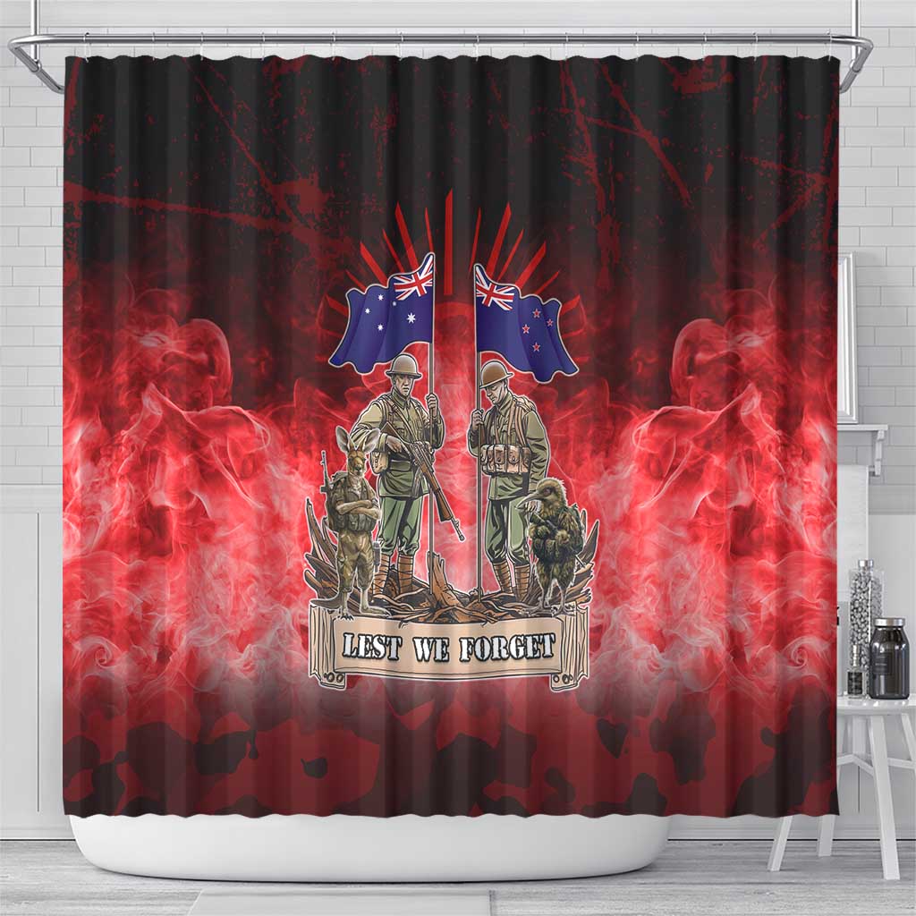 Australia And New Zealand ANZAC Day Shower Curtain Soldiers Lest We Forget