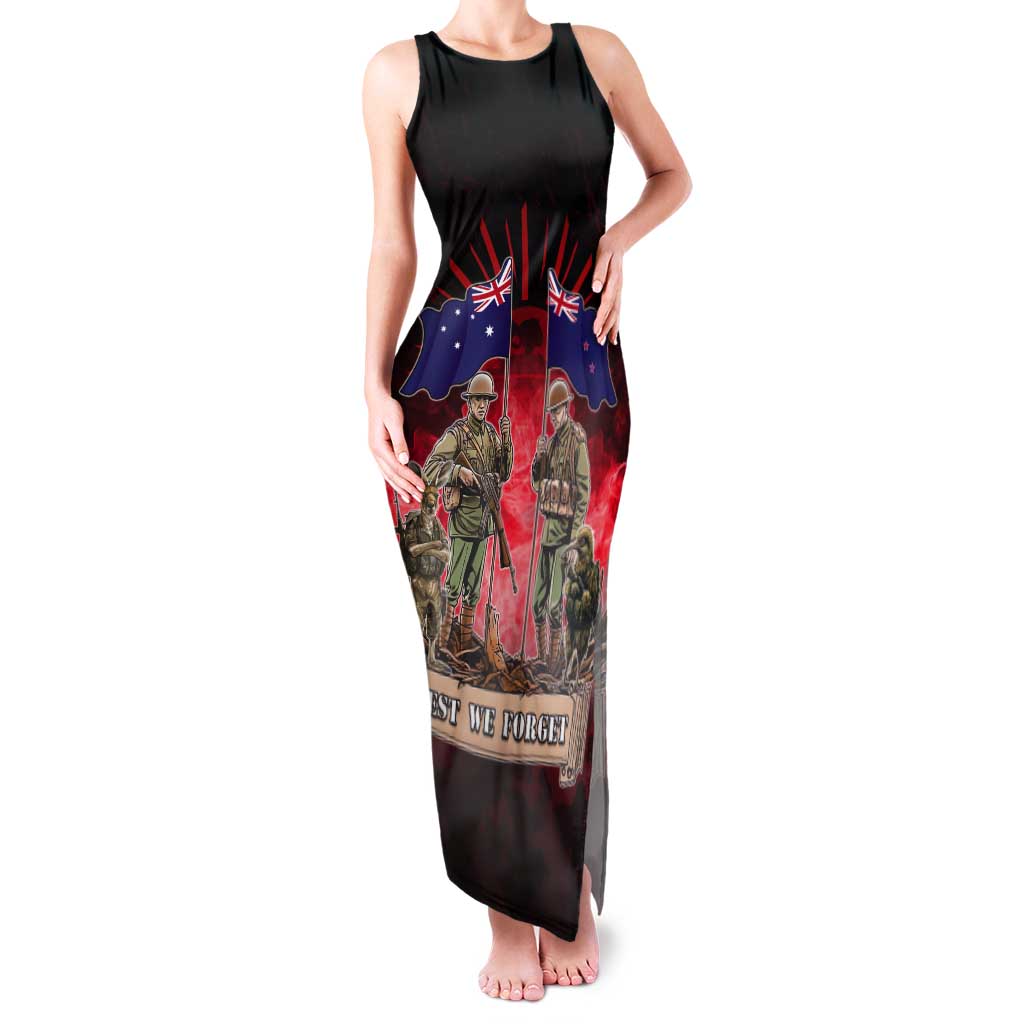 Australia And New Zealand ANZAC Day Tank Maxi Dress Soldiers Lest We Forget