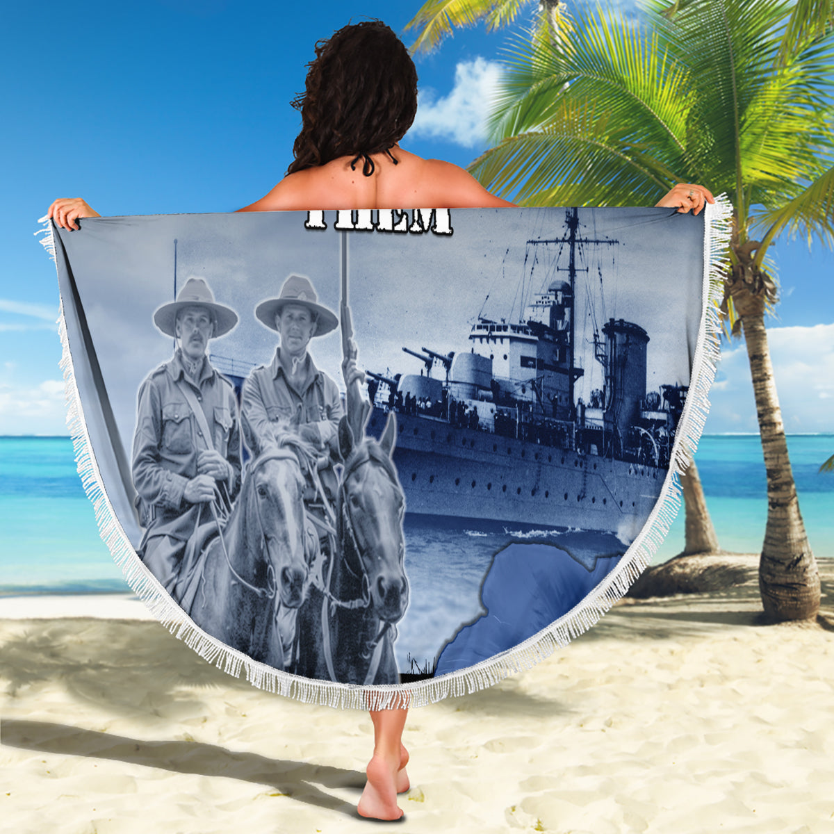 New Zealand ANZAC Day Beach Blanket HMNZS Achilles We Will Remember Them LT05 - Polynesian Pride