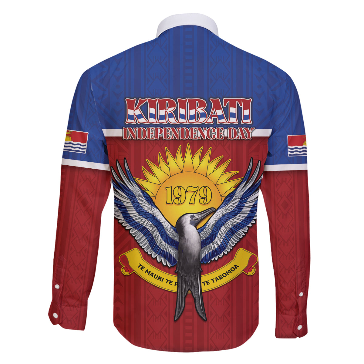 Kiribati 45th Independence Day Family Matching Long Sleeve Bodycon Dress and Hawaiian Shirt Lesser Frigatebird Tribal Pattern