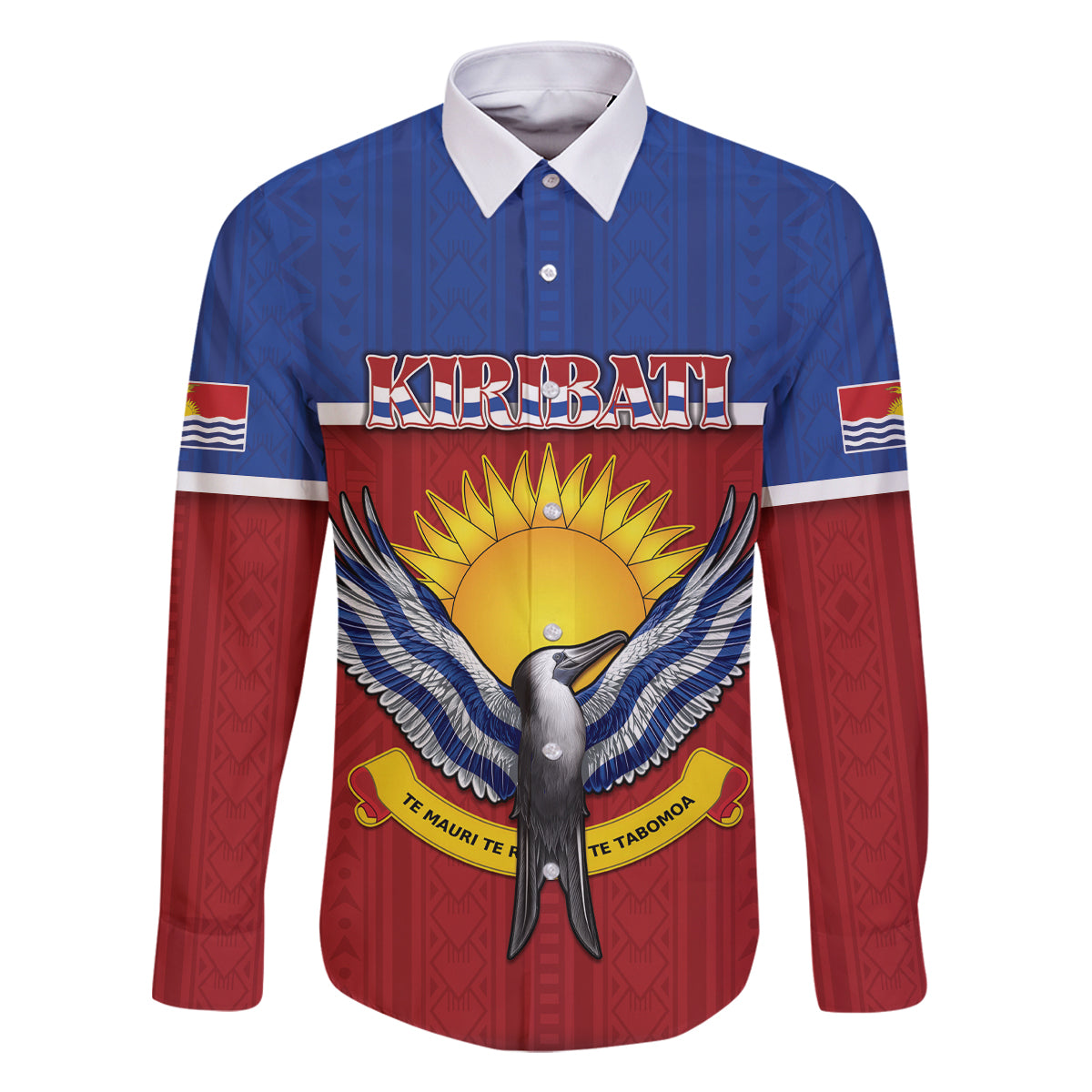 Kiribati 45th Independence Day Family Matching Off Shoulder Short Dress and Hawaiian Shirt Lesser Frigatebird Tribal Pattern