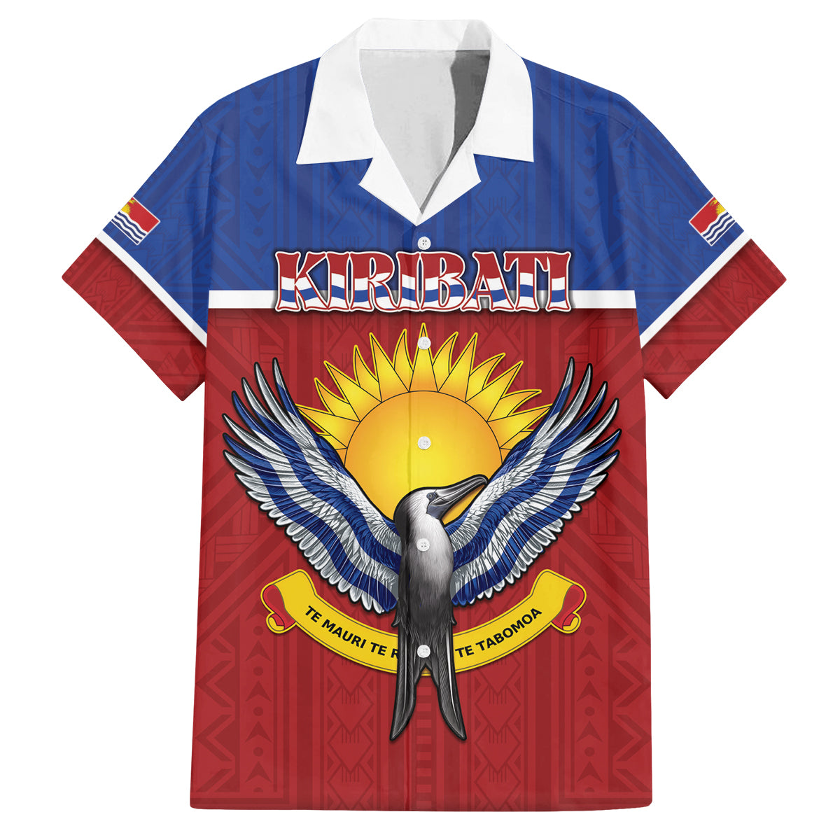 Kiribati 45th Independence Day Family Matching Puletasi and Hawaiian Shirt Lesser Frigatebird Tribal Pattern