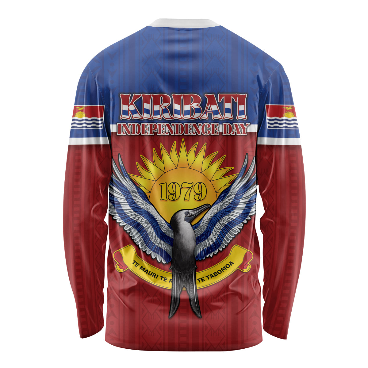 Kiribati 45th Independence Day Long Sleeve Shirt Lesser Frigatebird Tribal Pattern
