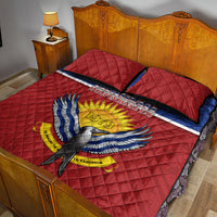 Kiribati 45th Independence Day Quilt Bed Set Lesser Frigatebird Tribal Pattern