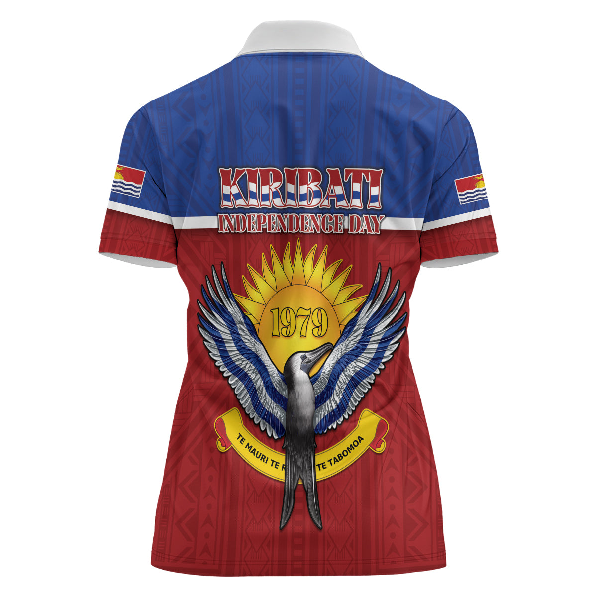 Kiribati 45th Independence Day Women Polo Shirt Lesser Frigatebird Tribal Pattern