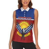 Kiribati 45th Independence Day Women Sleeveless Polo Shirt Lesser Frigatebird Tribal Pattern