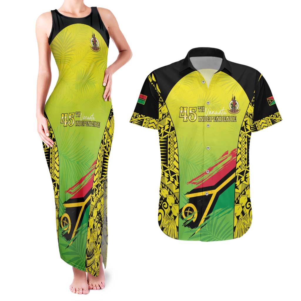Vanuatu 45th Independence Couples Matching Tank Maxi Dress and Hawaiian Shirt Special Style - Polynesian Pride