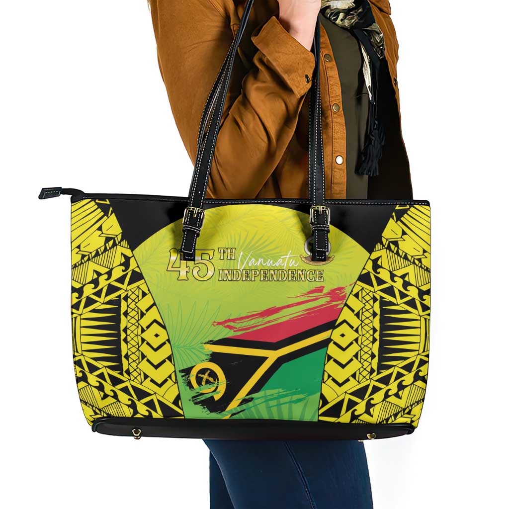 Vanuatu 45th Independence Leather Tote Bag Special Style - Polynesian Pride