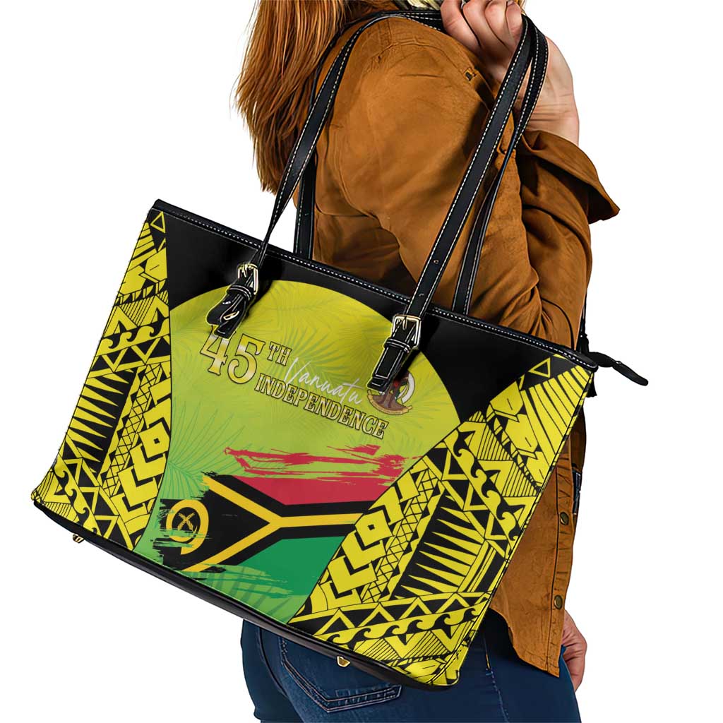 Vanuatu 45th Independence Leather Tote Bag Special Style - Polynesian Pride