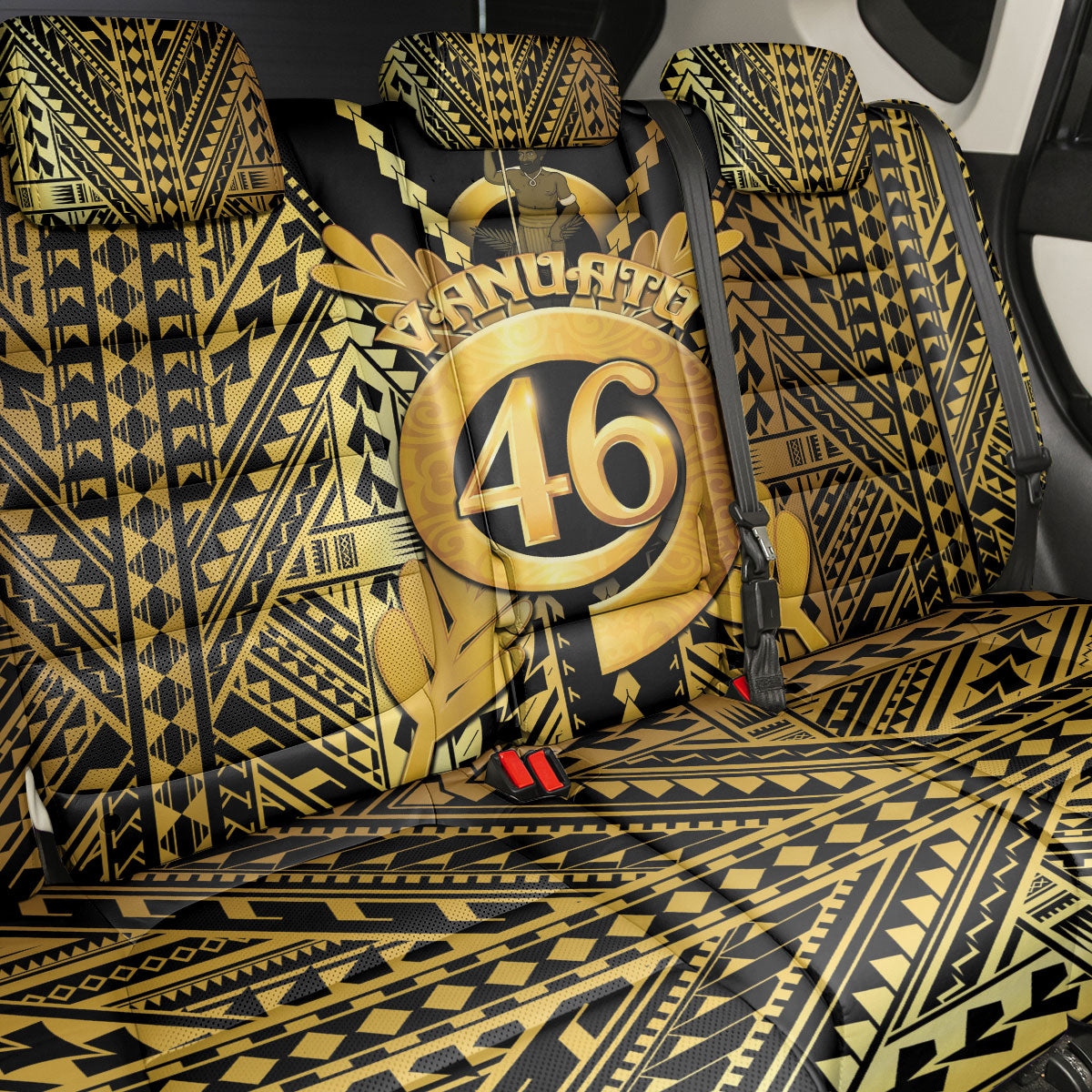 Vanuatu 46th Anniversary Of Independence Back Car Seat Cover Gold Style LT05 - Polynesian Pride
