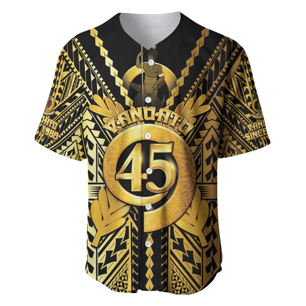 Vanuatu 45th Anniversary Of Independence Baseball Jersey Gold Style - Polynesian Pride