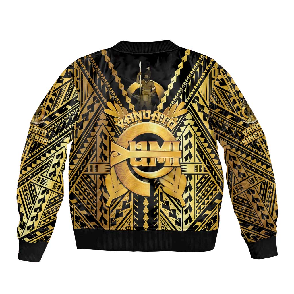 Vanuatu 45th Anniversary Of Independence Bomber Jacket Gold Style - Polynesian Pride