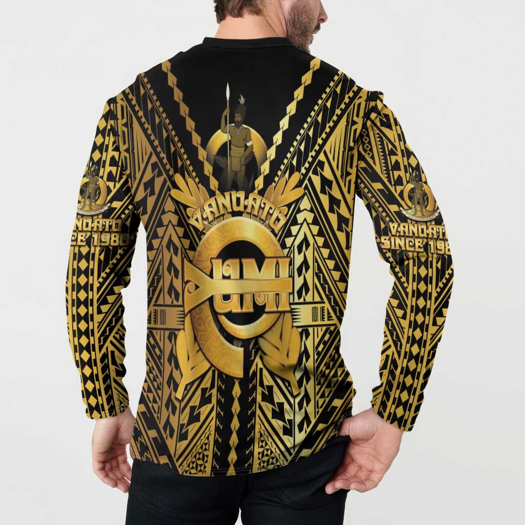 Vanuatu 45th Anniversary Of Independence Button Sweatshirt Gold Style - Polynesian Pride
