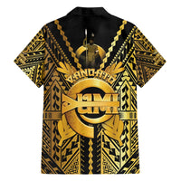 Vanuatu 45th Anniversary Of Independence Family Matching Off The Shoulder Long Sleeve Dress and Hawaiian Shirt Gold Style - Polynesian Pride