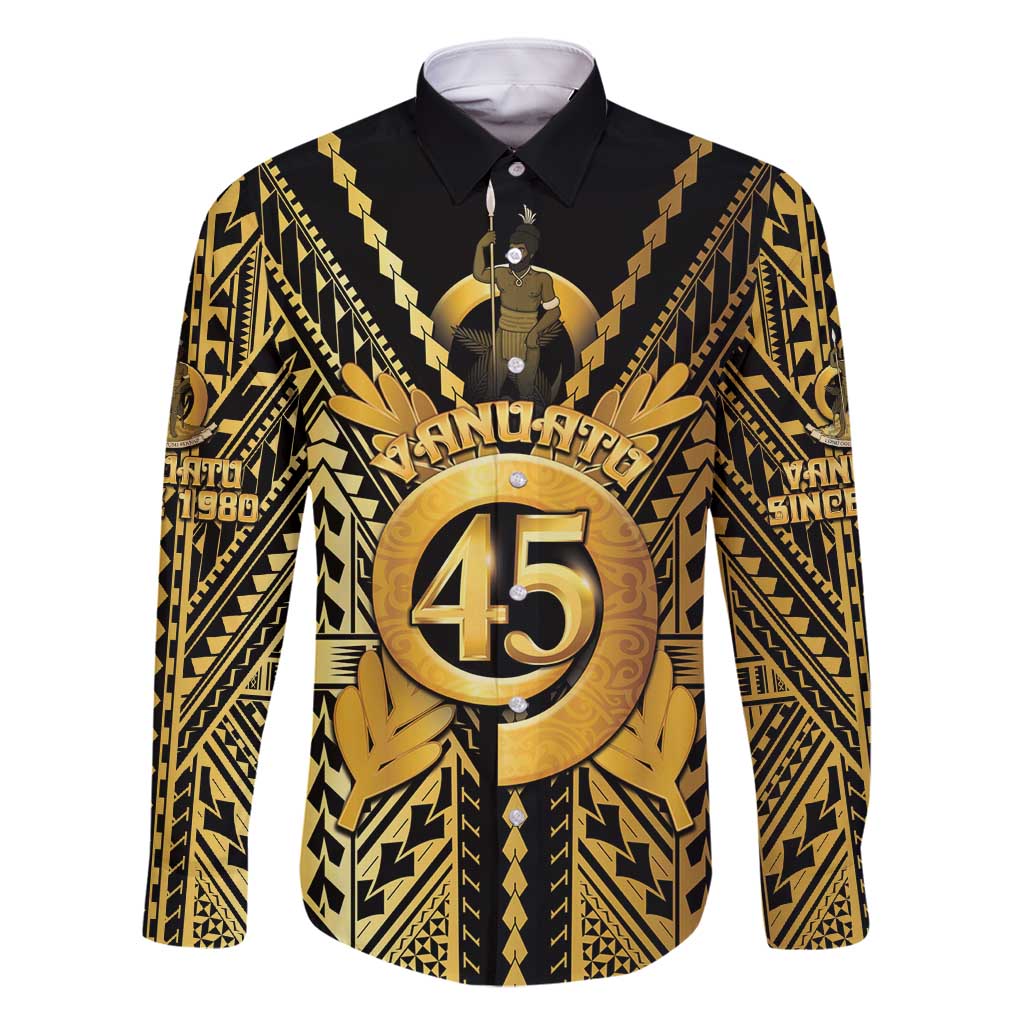 Vanuatu 45th Anniversary Of Independence Family Matching Summer Maxi Dress and Hawaiian Shirt Gold Style - Polynesian Pride