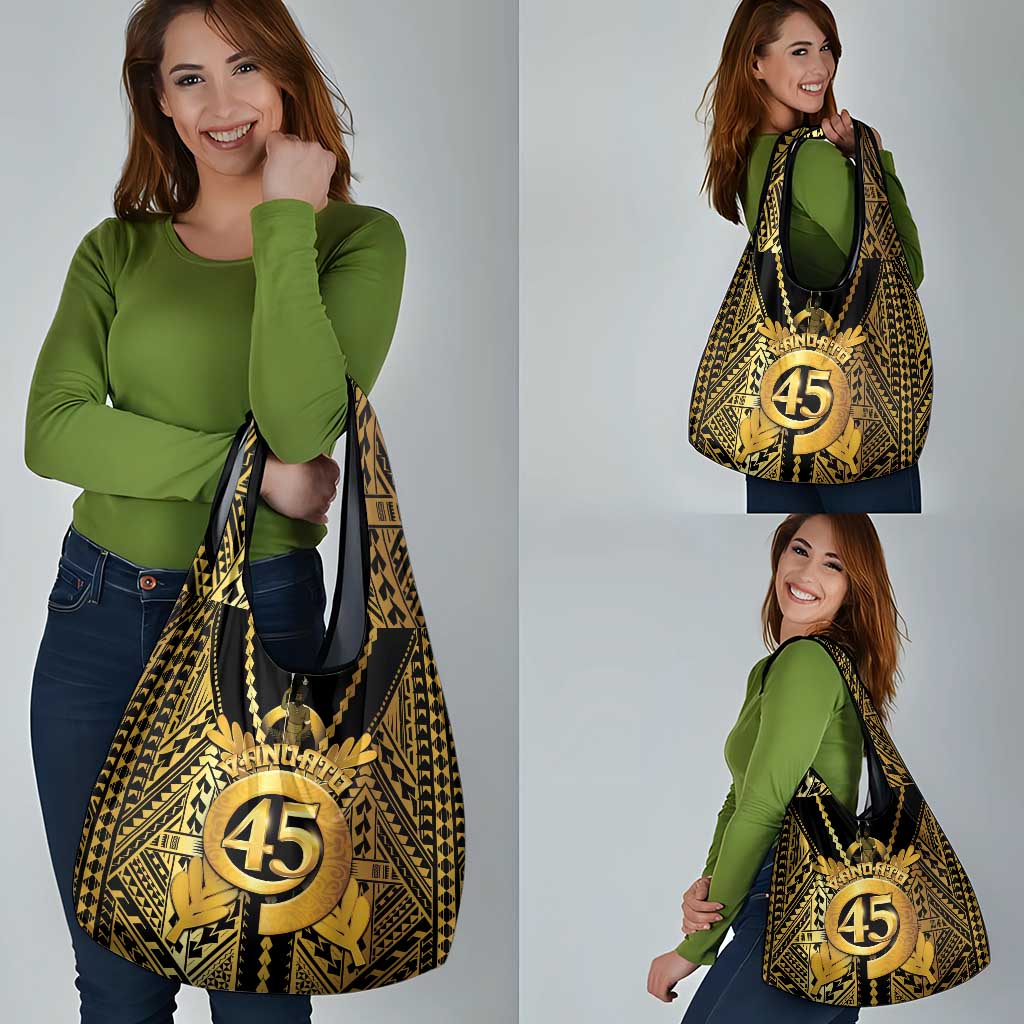 Vanuatu 45th Anniversary Of Independence Grocery Bag Gold Style - Polynesian Pride