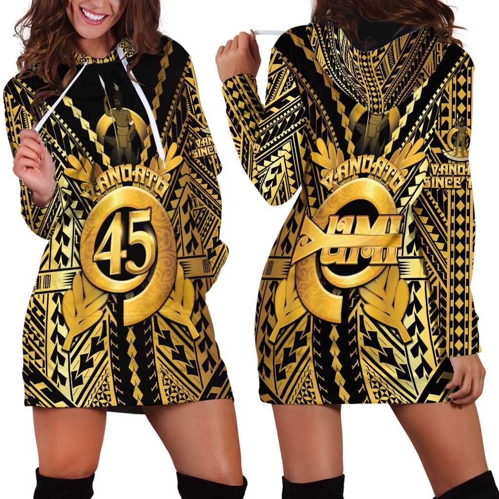 Vanuatu 45th Anniversary Of Independence Hoodie Dress Gold Style - Polynesian Pride