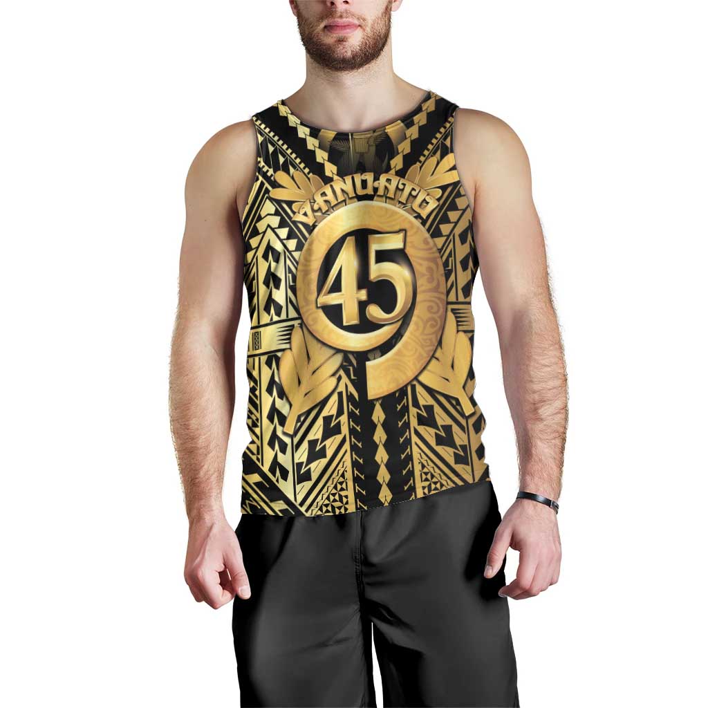 Vanuatu 45th Anniversary Of Independence Men Tank Top Gold Style - Polynesian Pride