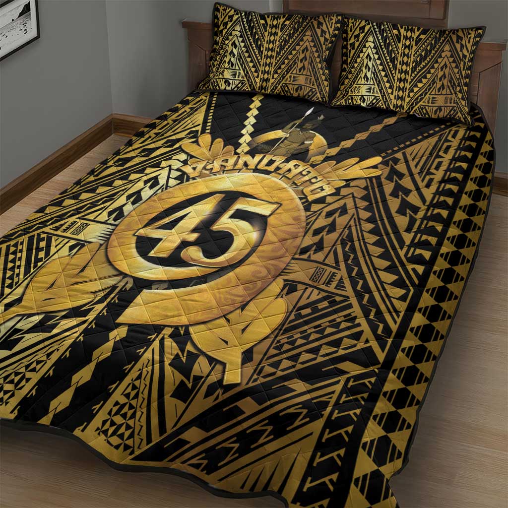 Vanuatu 45th Anniversary Of Independence Quilt Bed Set Gold Style - Polynesian Pride