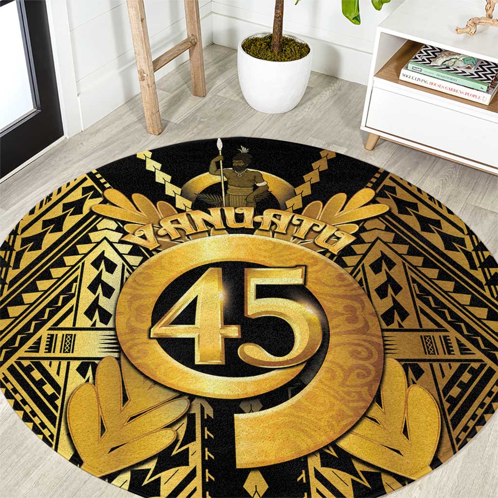 Vanuatu 45th Anniversary Of Independence Round Carpet Gold Style - Polynesian Pride
