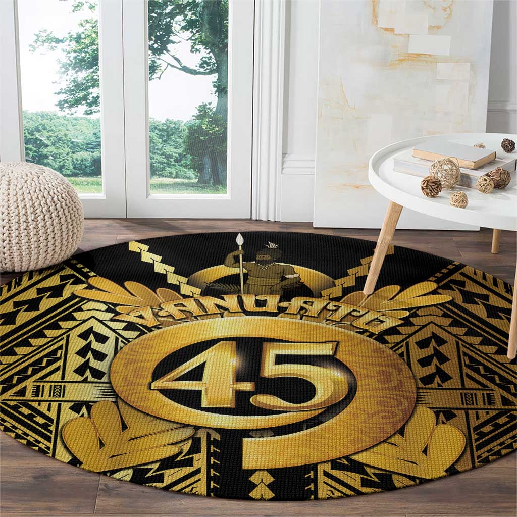 Vanuatu 45th Anniversary Of Independence Round Carpet Gold Style - Polynesian Pride