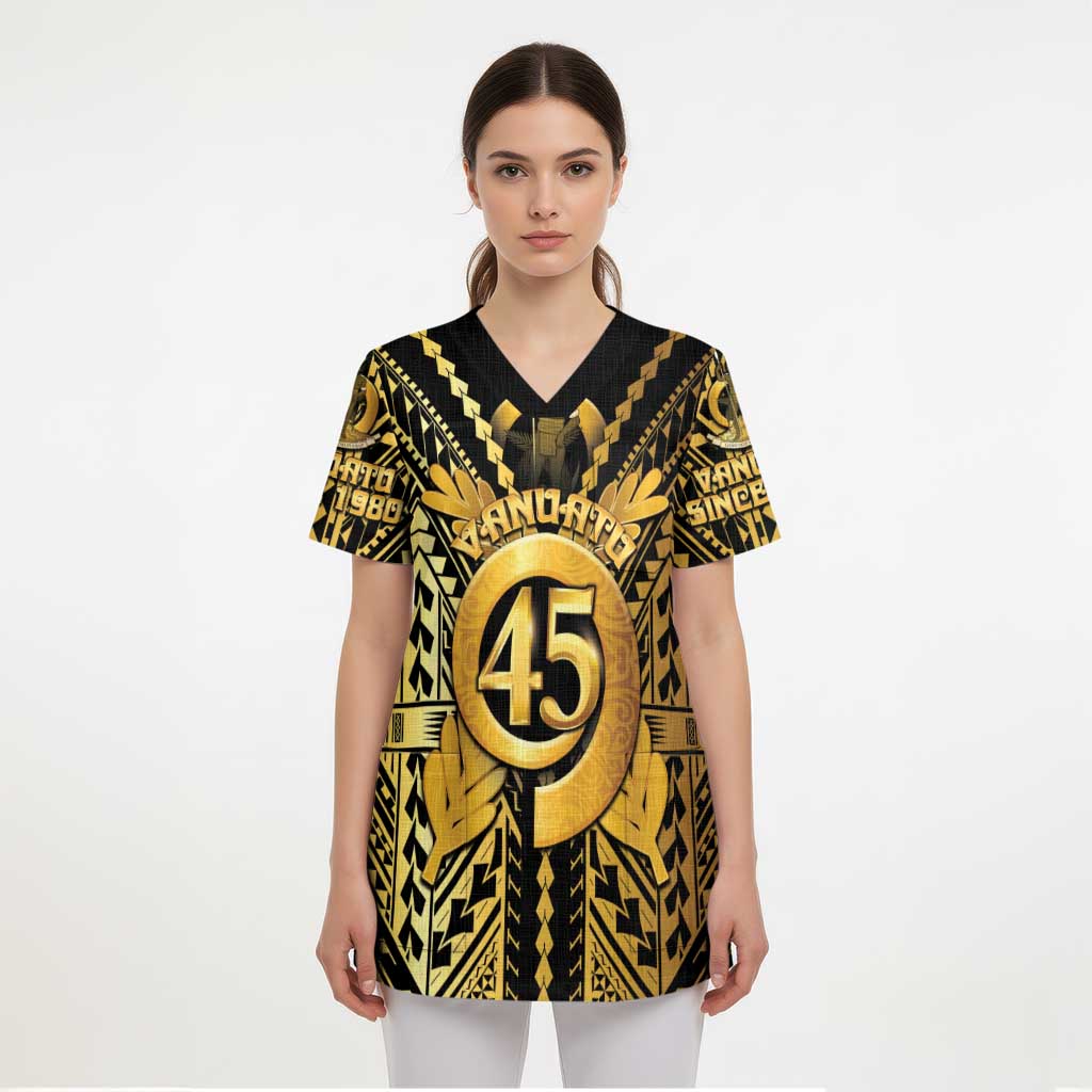Vanuatu 45th Anniversary Of Independence Scrub Top Gold Style - Polynesian Pride