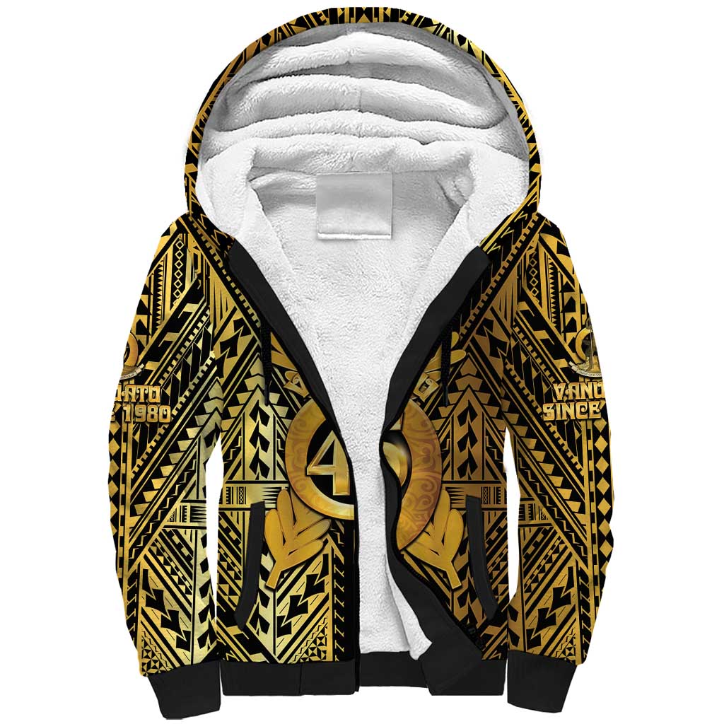 Vanuatu 45th Anniversary Of Independence Sherpa Hoodie Gold Style - Polynesian Pride