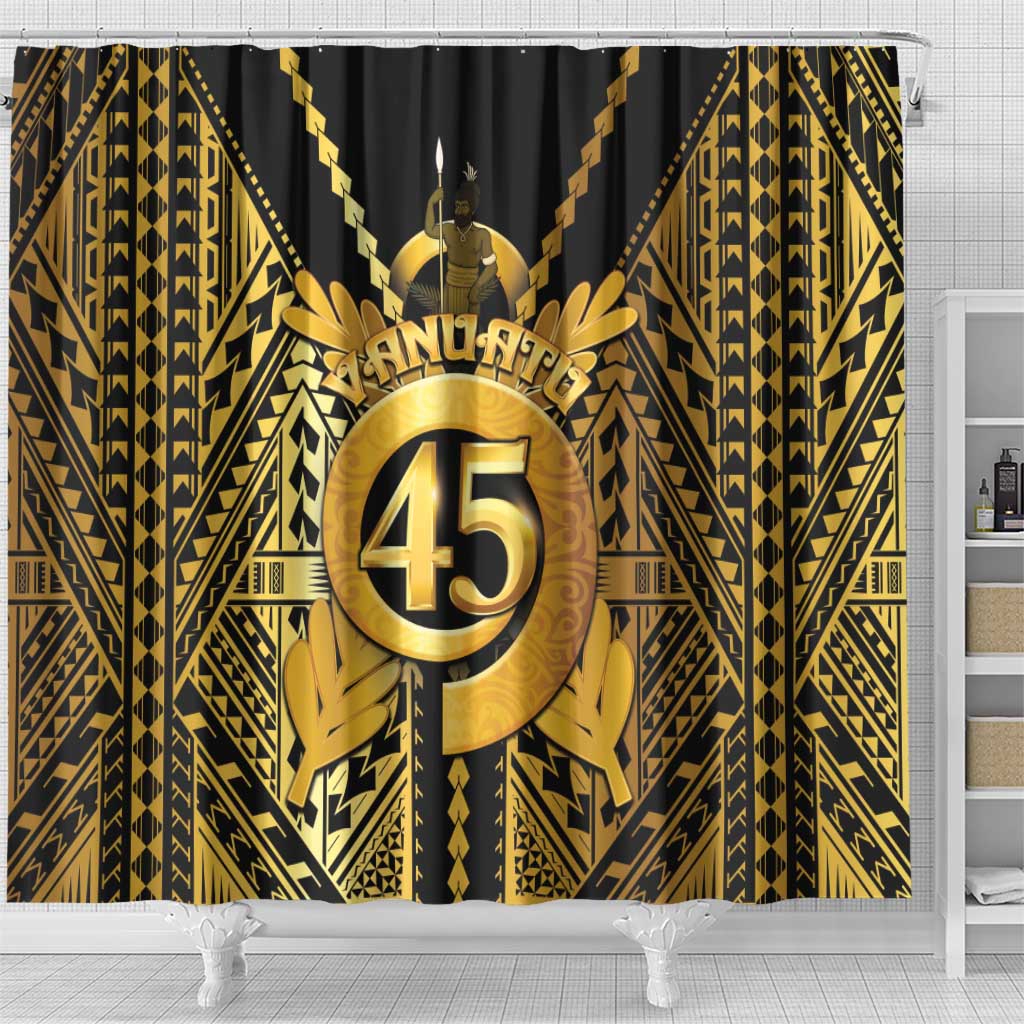 Vanuatu 45th Anniversary Of Independence Shower Curtain Gold Style - Polynesian Pride