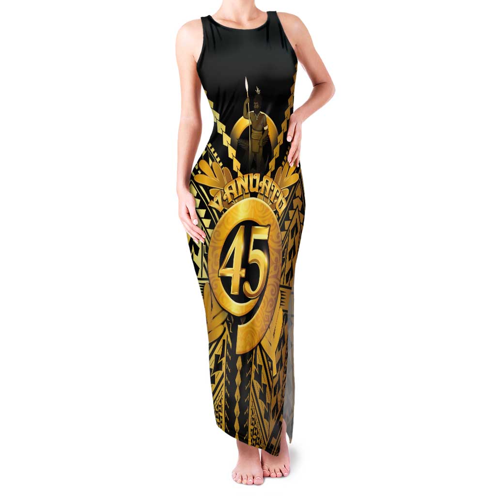 Vanuatu 45th Anniversary Of Independence Tank Maxi Dress Gold Style - Polynesian Pride